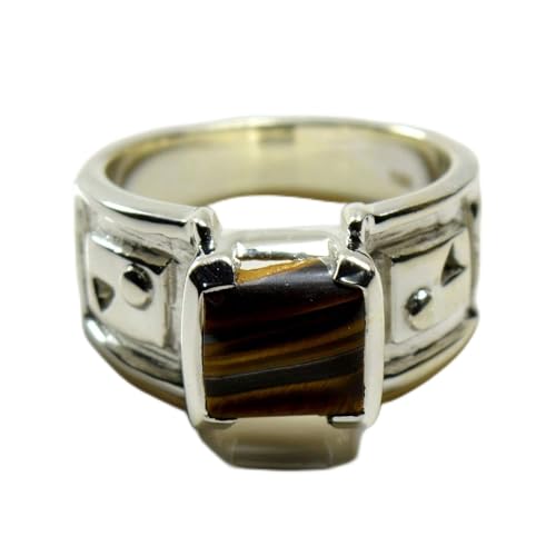 Bague œil de tigre véritable en argent 925 contre les bijoux fragiles