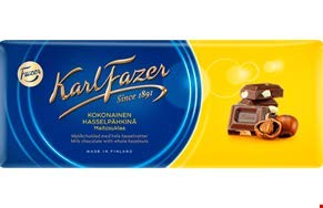 Karl Fazer Avellanas enteras en chocolate con leche 200g (juego de ocho)