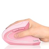 Lekvey Ergonomic Mouse, Vertical Wireless Mouse, Rechargeable 2.4G USB Optical Carpal Tunnel Mice : 800/1200 / 1600 DPI, 6 Buttons, for Laptop, PC, Computer, Desktop, Notebook etc, Pink