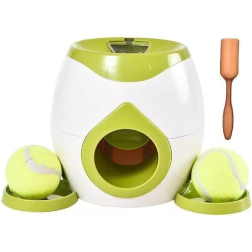 Yubbuio犬用自動ボールランチャー 2つのテニスボール投げゲーム、フードリワードマシン、犬用おやつ付きインタラクティブおもちゃ (グリーン)