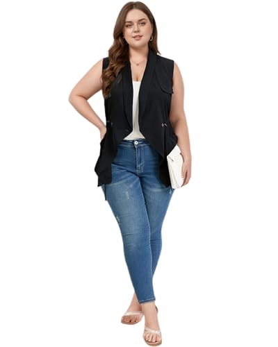 Women's Plus Size Vest Sleeveless Casual Long Cardigan Vests4
