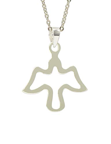 Sicuore Collar Colgante Paloma de la Paz y Espiritu Santo para Hombre Mujer - Plata de Ley 925 Incluye Cadena 45cm Y Estuche para Regalo