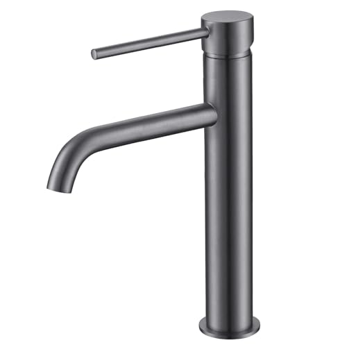Image of Go Bathrooms Tall Basin Mixer Tap Gunmetal Swivel Handle