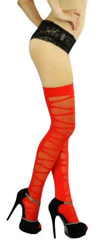 Image of ToBeInStyle Women's Sheer Banded Thigh High Socking w /Opaque Band