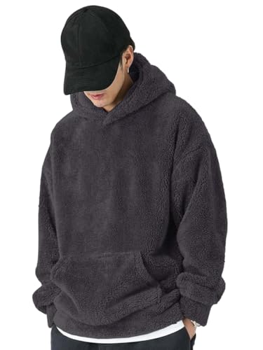Image of Men Full Sleeve Solid Sherpa Fur Hoodie Sweatshirt | Cozy Fluffy Soft Handfeel Winter Speacial Faux Fur Hoodie