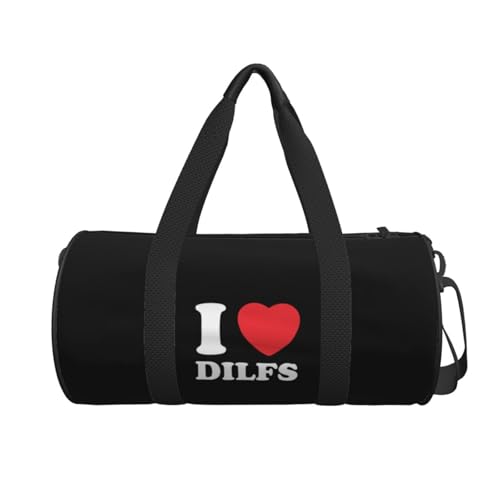 I Love Dilfs Convertible Garment Bag with Shoulder Strap, Carry on Garment Duffel Bag for Men Women - Rolling Foldable for Travel Luggage Bags (Black)2