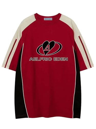 Aelfric Eden Oversized Graphic Tees Men Contrast Color...