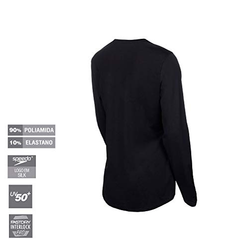 Speedo UV Protection M/L Camiseta de Manga Comprida, Mulheres, Preto, G