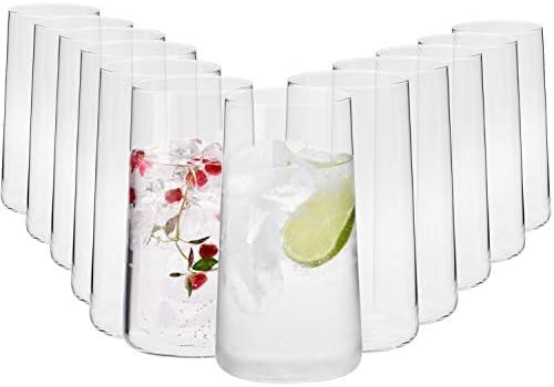 Krosno Wassergläser Longdrinkgläser Trinkgläser | Set von 12 | 540 ML | Avant-Garde Kollektion | Perfekt für zu Hause, Restaurants und Partys | Spülmaschinenfest