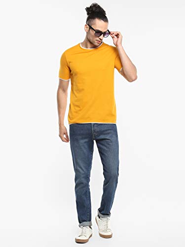 Image of Alan Jones Clothing Men's 100% Cotton Regular Fit Double Collar Round Neck T-Shirt