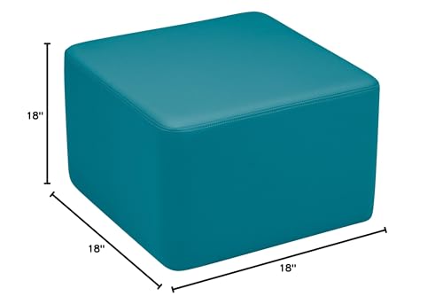 Image of Sprogs 12 inch H Structured Cube Stool -Flexible Modular Collaborative Soft Seating for Office, Home, Lounge and School Classrooms with Durable Frame & Set of 6 inch Legs Add-on -Teal