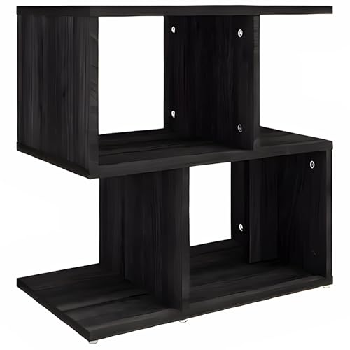 Image of MATTERHORN Engineered Wood Bedside Table with Shelves - Modern End Table for Bedroom & Living Room, DIY Assembly, Chestnut Black Finish (50 x 30 x 51.5 cm, Model MOBT-93101)
