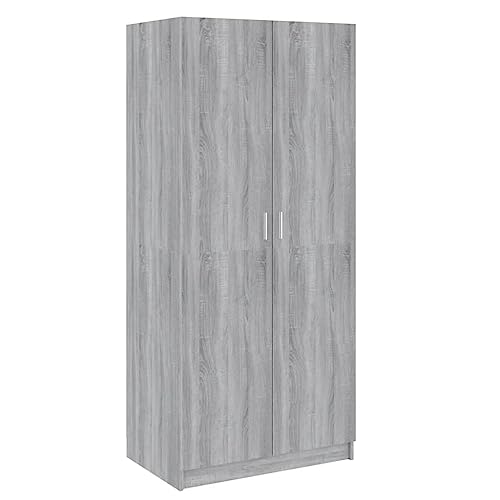 vidaXL Armario Ropero Guardarropa Closet Organizador de Ropa Aparador Dormitorio Muebles Madera Contrachapada Gris Sonoma 80x52x180 cm