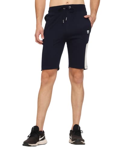 Image of MARK LOUIIS Men's Cotton Blend Shorts with 2 Zipper Pockets + 1 Back Pocket | Lightweight Breathable Casual Shorts | Elastic Waist Comfortable Fit | Multi-Color | M to 7XL