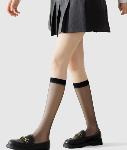 Women's Calf Stockings Comfort Stockings Women's Ultra Thin Nylon Stockings 3 Pairs3