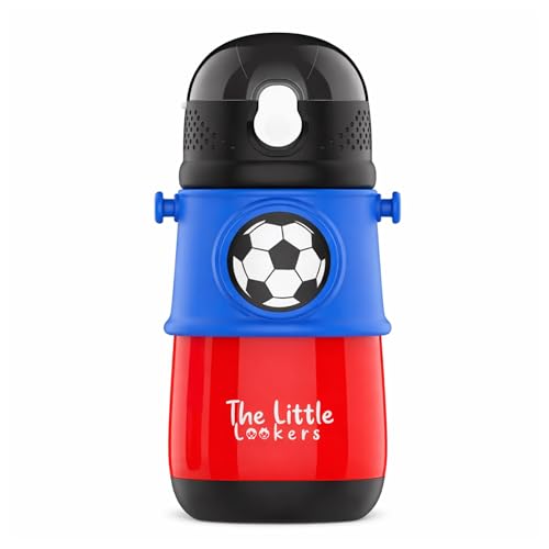 Image of THE LITTLE LOOKERS Stainless Steel Hot & Cold Sipper Bottle for Kids | 300 Milliliters | Rust-Proof | BPA-Free | Double-Wall Vacuum Insulation Water Bottle | Ideal for School and Travel | Red