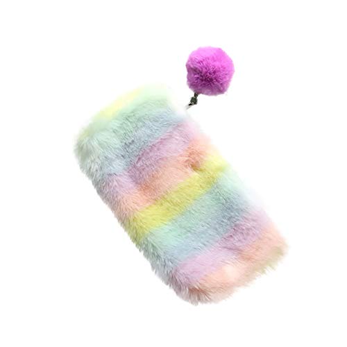 Haifly - Estuche de peluche, diseño de arcoíris con pompón
