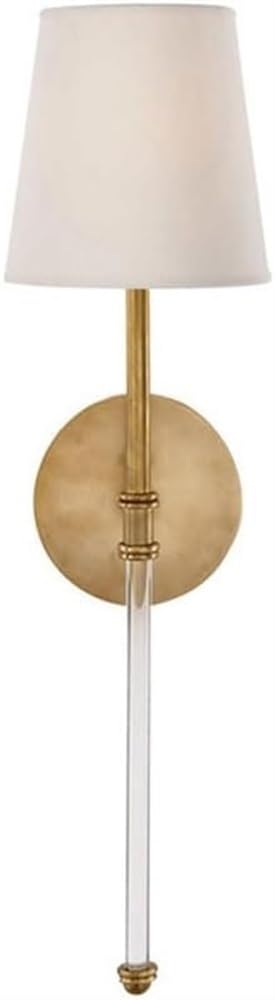Applique da Parete per Interni Lampade da Parete in Ottone Anticato con Paralume in Tessuto Bianco Lampada da Parete Lunga in Bronzo Stile retrò Rustico Dorato con Attacco E14 per Camera da Letto E