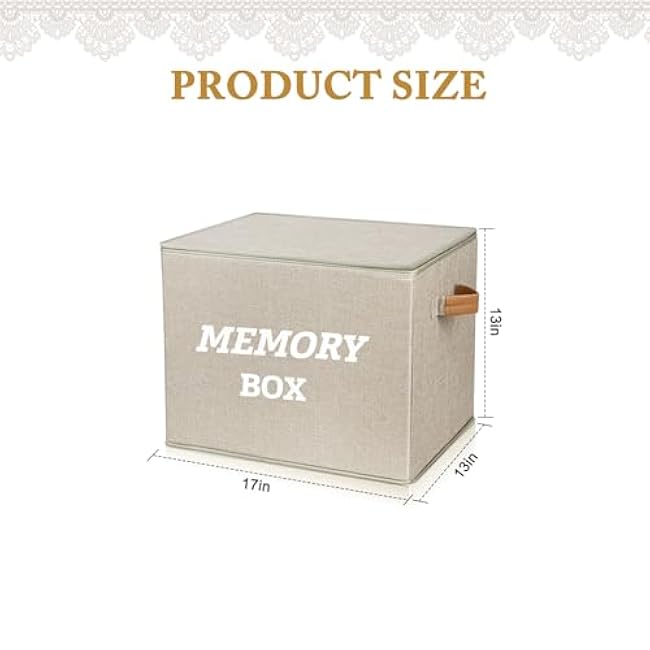 Memory Box for Keepsake, Decorative Keepsake Bin with Handles,Memory Box Keepsakes Gift for Anniversary, Wedding, Birthday, Valentines Day