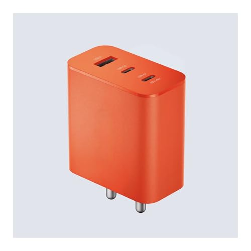 Image of 65W Gan Trio Charger Adapter | 3 Port USB Type C to A Fast Wall Charging Adaptor | Compatible with phone (4a) Pro, (4a), (3a) Lite, (3a) Pro, (3), 2 Pro, (2a) Plus, (2a), (2), 1,2 pro | Orange