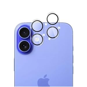 QUITECO Protector Lente Cámara para iPhone 16/16 Plus [2 Piezas] Vidrio Cristal Templado Cámara Trasera