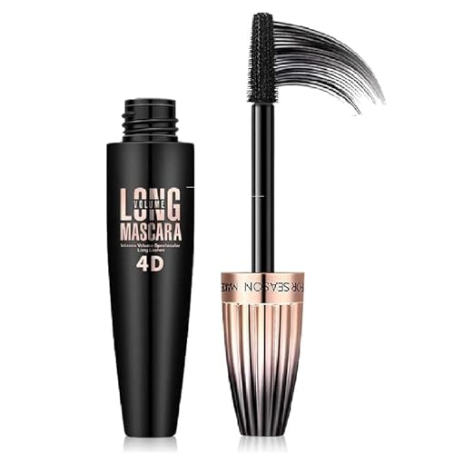 Mascara 4D in Fibra di Seta Waterproof Nero, Effetto Allungante e Volumizzante, Mascara Effetto Ciglia Finte, Lunga Tenuta, Trucco Occhi Professionale 10ml