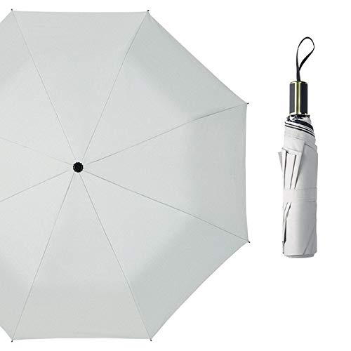 Preisvergleich Produktbild Mdsfe Sonnenschutz Sonnenschutz Compact Umbrella Ladies Strong Windproof Rainproof Herren Sonnenschirm Weiß Schwarz Pink - Weiß