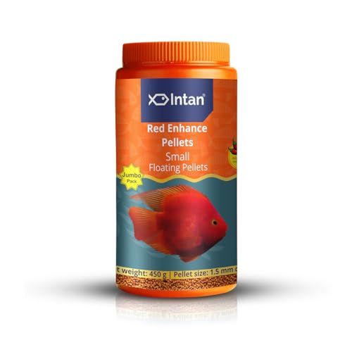 Image of Intan Red Enhance Pellets (Small 1.5mm Floating) | 450gm - Highly Nutritious Ornamental Fish Food for Parrotfish & Red Coloured Fish | Growel Feeds