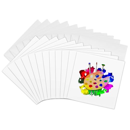 Cartes de vœux palette d'art lot de 12 correspondance pinceaux peintre 15cm