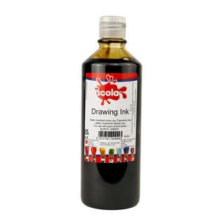 Scola Drawing Ink, 600ml Bottle, Burnt Umber, Water-Based Ink, Arts & Craft Projects, For Children & Schools