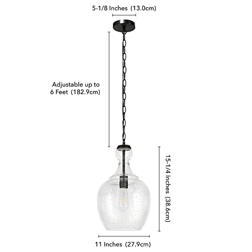 Image of Henn&Hart 11 inch Pendant Light Fixture with 6' Adjustable Cord, Black