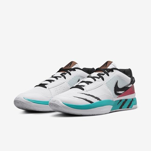 Nike Ja 1 Tênis de basquete masculino, Branco/verde turbo/vermelho universitário/preto, 45