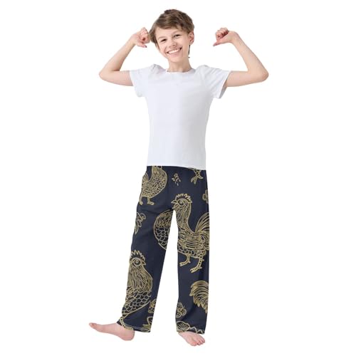 Golden Cock Boys Long Pants Soft Trousers Elastic Waist Kids Lounge Bottoms with Pockets S-XL3