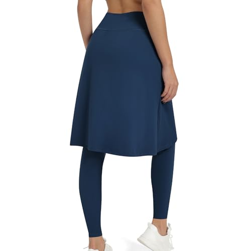Women Knee Length Skirts with Leggings,Skirted Leggings Women,Knee Length Midi Long Swim Skorts Zipper Pockets