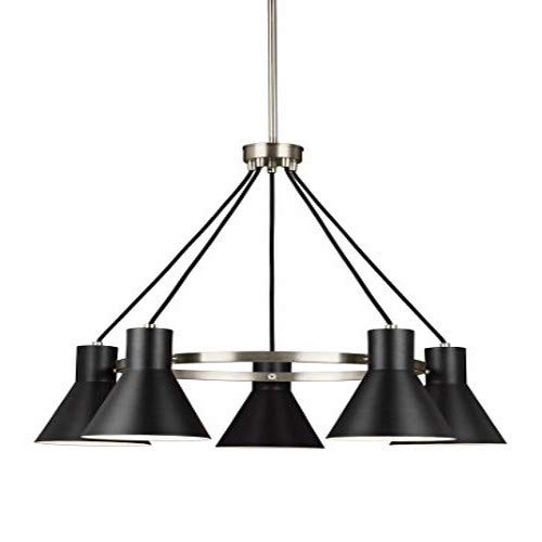 Buy 1 get 1 🔥 Sea Gull Lighting Generation 3141305-962 Contemporary Modern Five Light Chandelier from Seagull-Towner Collection in Pewter, Silver Finish, Brushed Nickel
