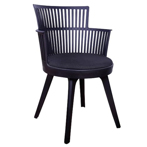 Image of Creative Cafe Chair, Featuring a Sleek Open-Slat backrest, Plush Cushioned Seating, and a deep Black Finish, These Chairs are a Perfect Blend of Modern Style. | CS-1221 /P2 (Black)