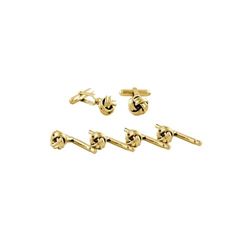 Mancuernillas doradas para hombre con diseño de nudo pequeño miniatura 1