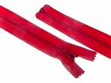 Peso: pesado. Cremalleras de plástico gruesas de extremo abierto, 65 cm, color rojo