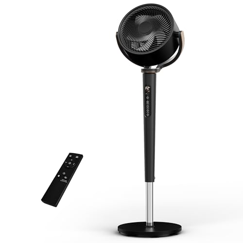 Image of Uthfy Fan for Bedroom, 120 Oscillating Standing Floor Fans That Blow Cold Air with Remote for Indoor Living Room Office, 30 Inch, Jet Black