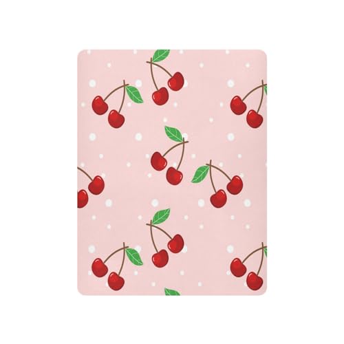YEGAME Cherry Fitted Crib Sheets for Unisex Baby, Soft and Breathable Portable Mini Stretchy Crib Sheet for Standard Crib and Toddler Mattresses, 39 * 27 Inch