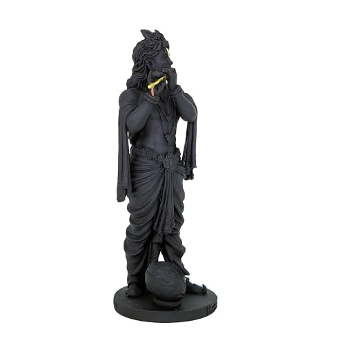 Image of MurtiHome Shyamsundar Krishna Statue, Lord Shri Gopal Idol | 10.16 cm Tall Small Black Color Figure Made From UV Resin, Crafted by 3D Printer for Car Dashboard, Home, Office, Gift