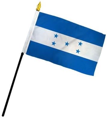 AES - Bandera pequeña de 4 x 6 pulgadas, 4 x 6 pulgadas, bandera de escritorio de mano de Honduras, material de poliéster, bordes cosidos, 11