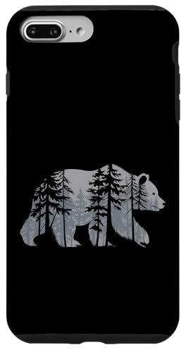 Carcasa para iPhone 7 Plus/8 Plus Oso de doble exposición con escena del bosque Arte de la naturaleza