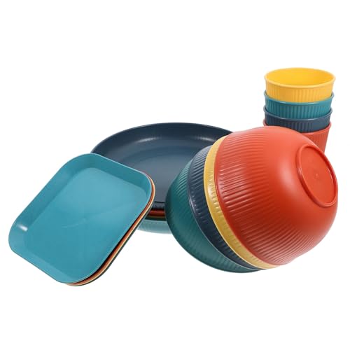 SOLUSTRE 1set Unbreakable Dinnerware Set Camping Plates Bowls Cups Lightweight Material for Outdoor Bbqs Parties Rv Use