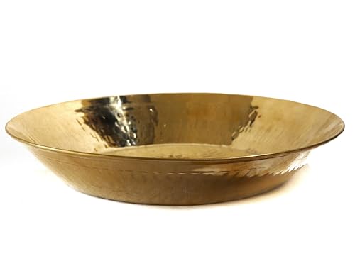 Image of Kitchen 101% Pure Brass Pital Parat for Atta | 14 Inch | Paraat for Dough Atta Kneading | Brass Utensils for Cooking | Pital Ka Bartan | Thaal | Thatera Bartan Pital