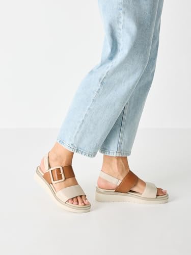 Tamaris Comfort Damen Sandalen flach aus Leder mit Schnalle, Rot (Red Suede), 38 EU