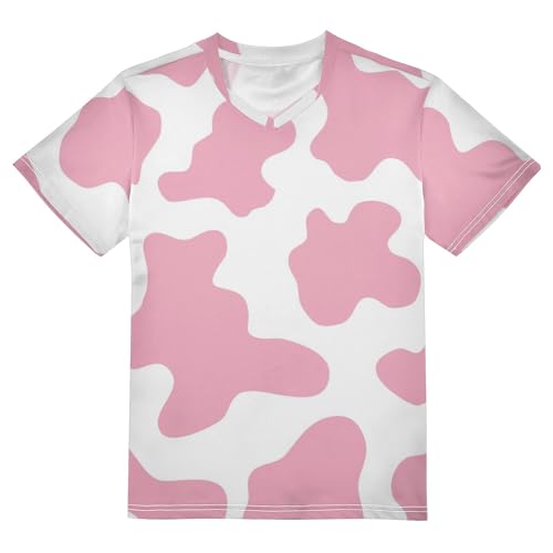Kids Short Sleeve T-Shirt Tops Quick Dry Abstract Peach Cow Texture Design Youth Sports Tshirts for Kids Juniors