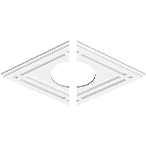 Image of Ekena Millwork CMP22X14DD2-06000 Diamond Architectural Grade PVC Contemporary, Two Piece Urethane Ceiling Medallions 22 inchW x 14 5 /8 inchH x 6 inchID x 7 3 /4 inchC x 1 inchP
