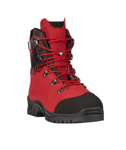 KOX Schnittschutzstiefel/Schnittschutzschuhe DUE Rot Größe 44 | S3 | Forst | Atmungsaktive Polsterung | Wasserdicht