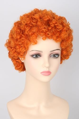 Perruque afro courte bouclée orange pour filles idéale pour Halloween